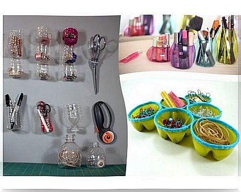 Recycling plastic bottles in multifunctional organizers