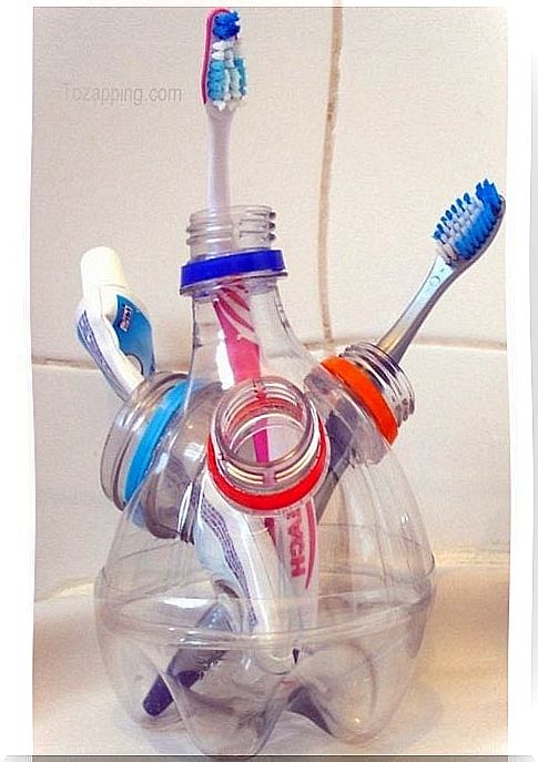 Recycling plastic bottles into unique bathroom items