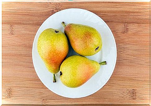 Facial masks with pear-like fruit