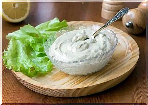 Bowl of homemade mayonnaise