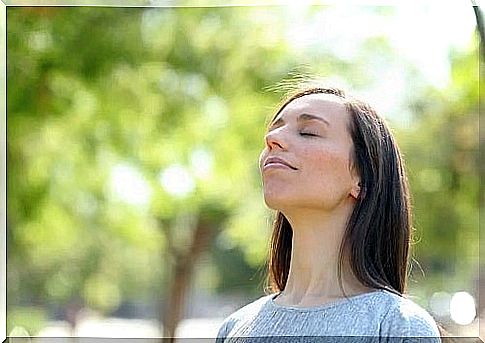 Resting woman with her eyes closed