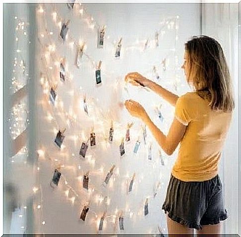 Decorations with photos and light cable