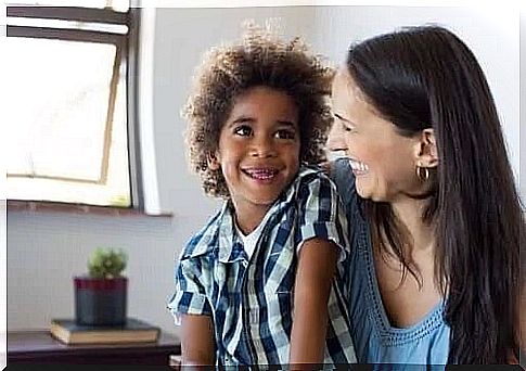 Happy child with his mother