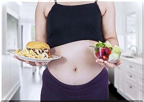 Pregnant woman who eats a lot