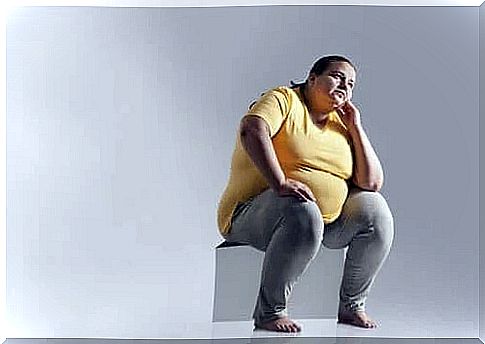 Woman suffering from obesity